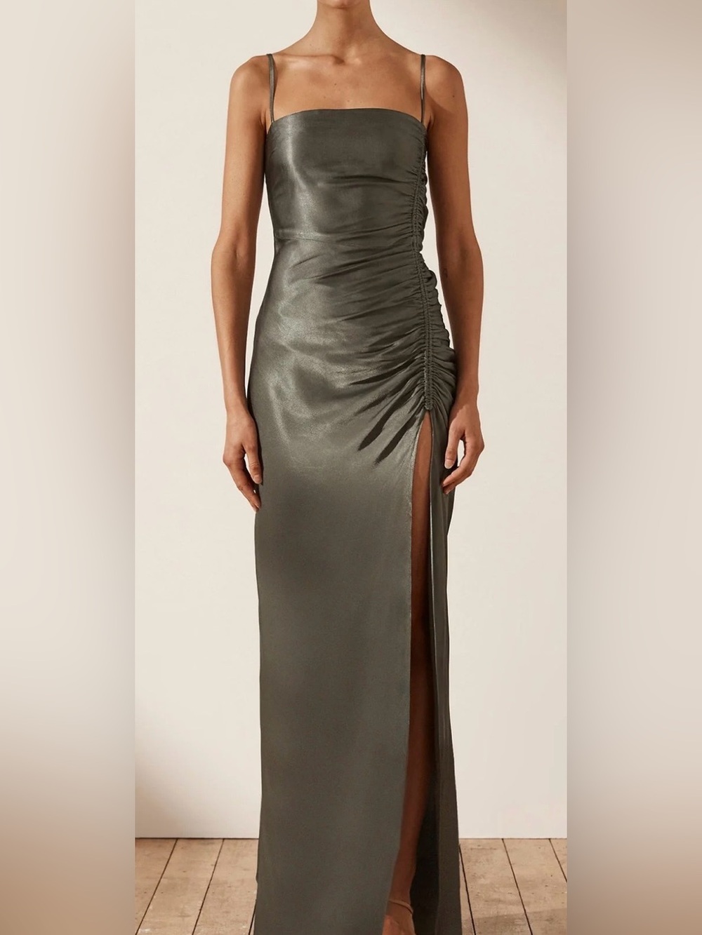 Shona Joy La Lune Ruched Dress in Olive